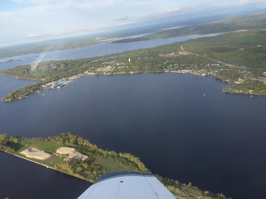 Aerial view over the lake