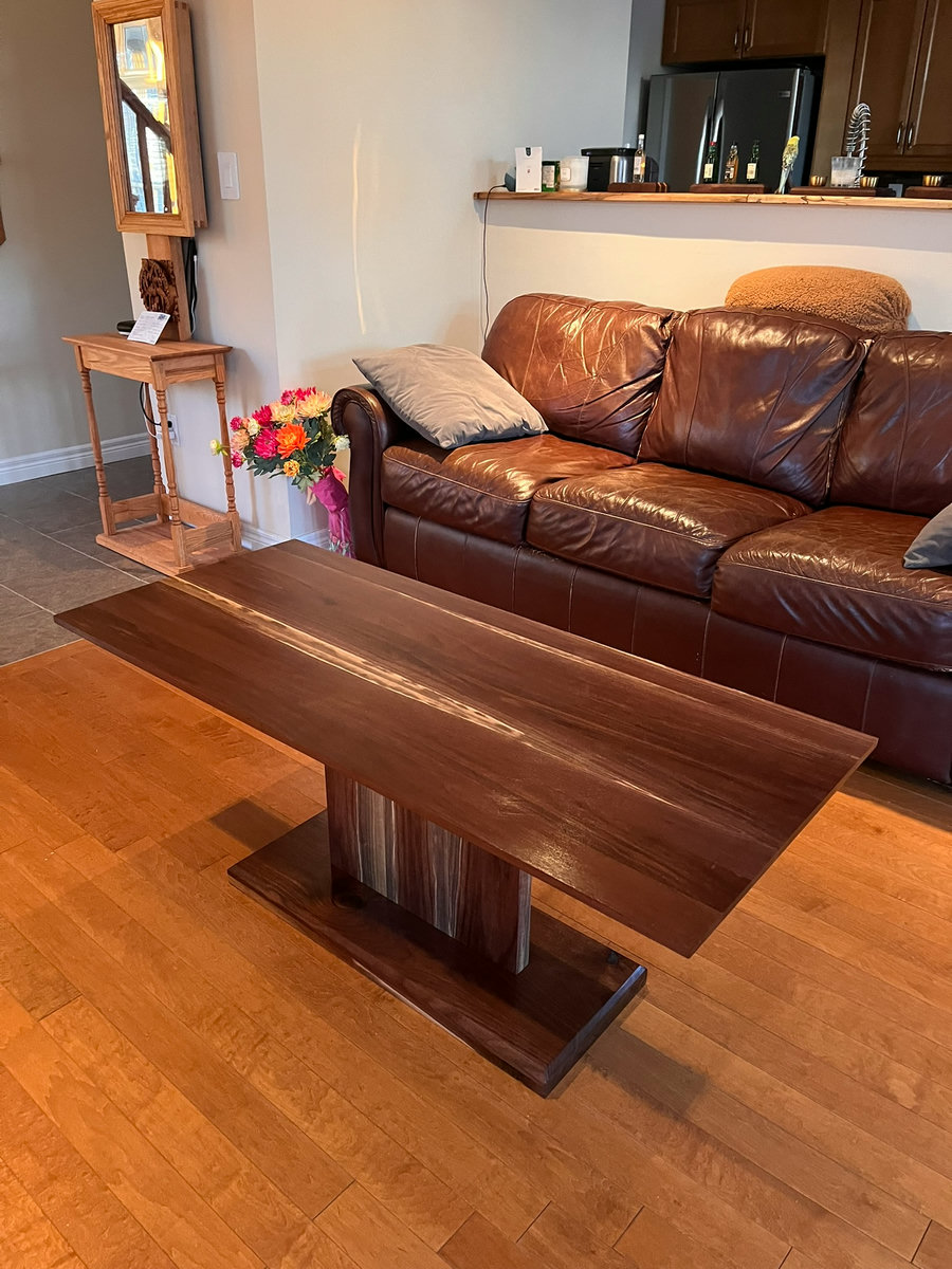 Black walnut coffee table in situ