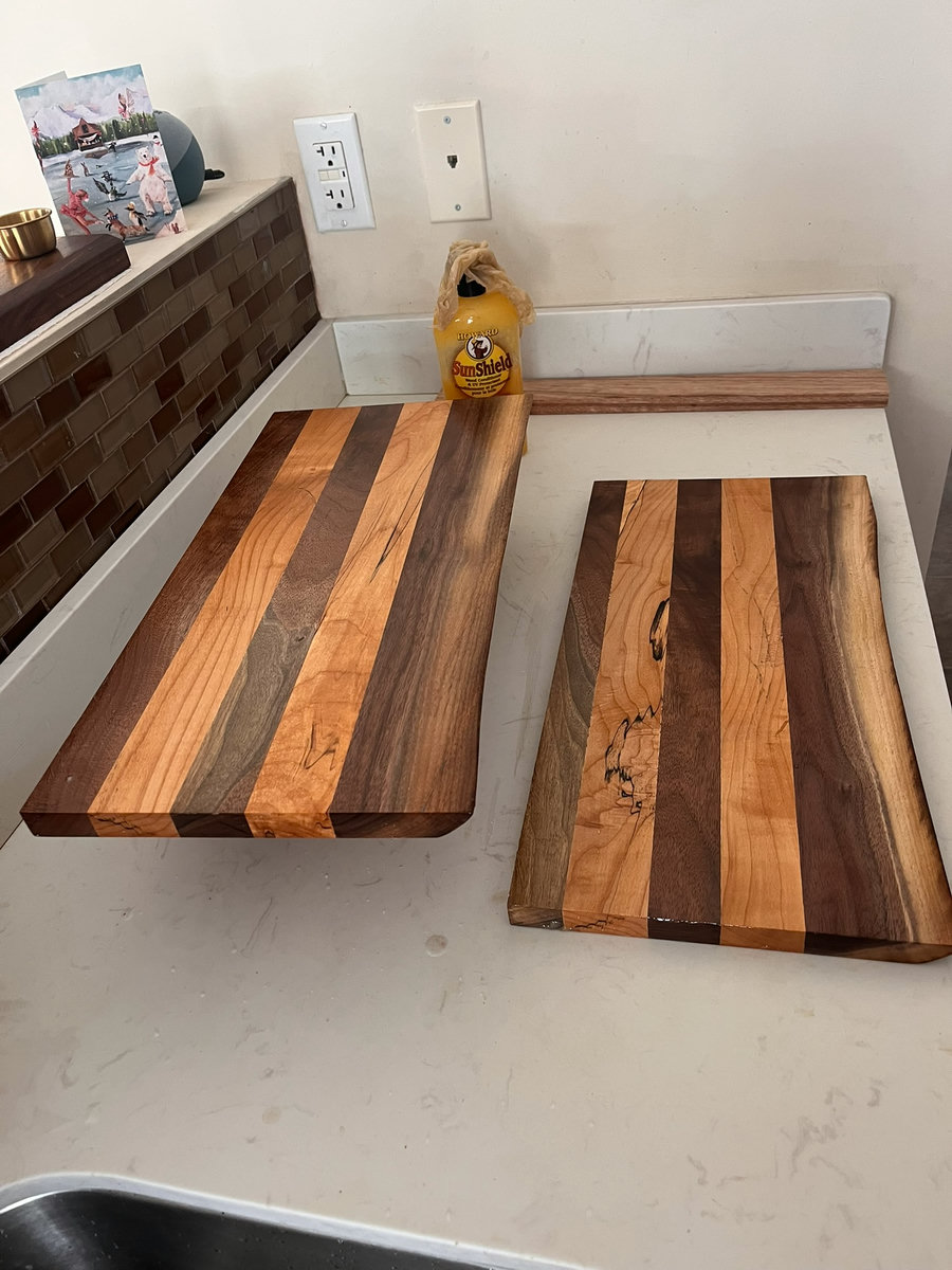 Striped hardwood cutting boards
