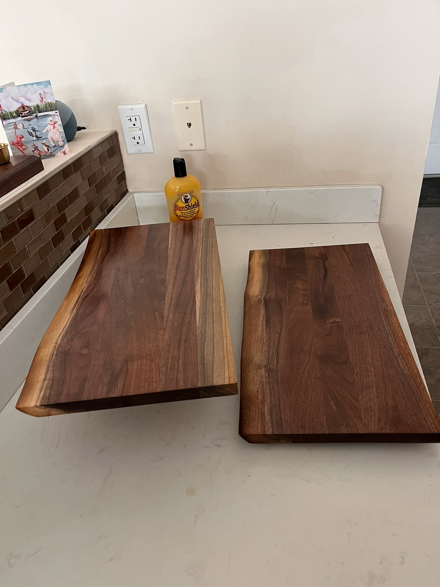 Live-edge black walnut cutting boards
